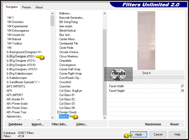 Effecten - Insteekfilters - <I.C.NET Software> - Filters Unlimited 2.0 - &<Bkg Designer sf10 I> - Dice It