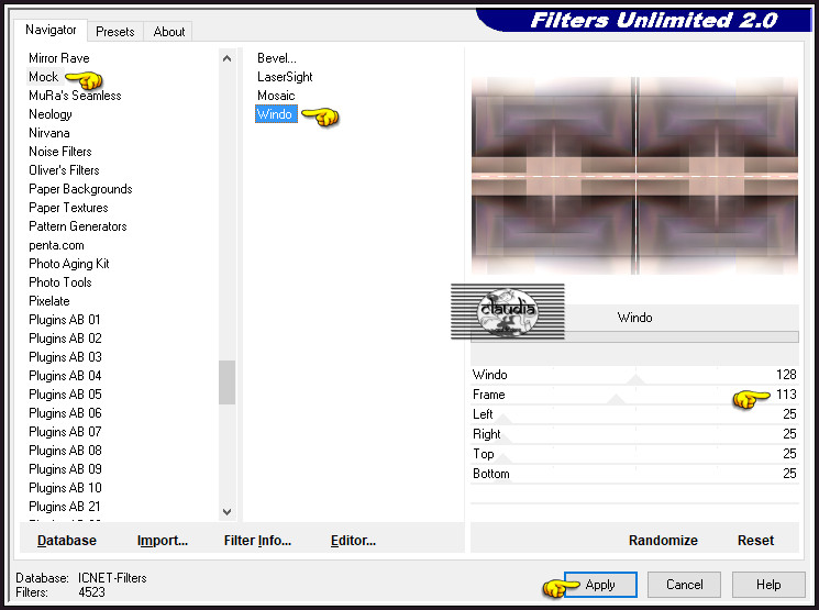 Effecten - Insteekfilters - <I.C.NET Software> - Filters Unlimited 2.0 - Mock - Windo