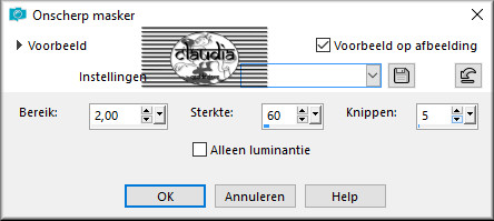 Aanpassen - Scherpte - Onscherp masker