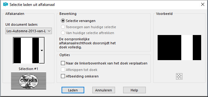 Selecties - Selectie laden/opslaan - Selectie laden uit alfakanaal : Sélection #1