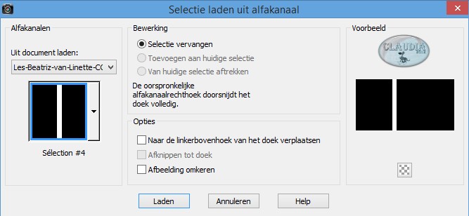 Selecties - Selectie laden/opslaan - Selectie laden vanuit alfakanaal : Sélection #4