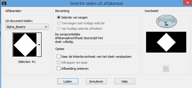 Selecties - Selectie laden/opslaan - Selectie laden uit alfakanaal : Sélection #1