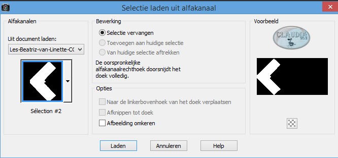 Selecties - Selectie laden/opslaan - Selectie laden uit alfakanaal : Sélection #2