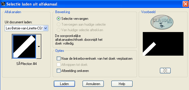 Selecties - Selectie laden/opslaan - Selectie laden uit alfakanaal : Sélection #4