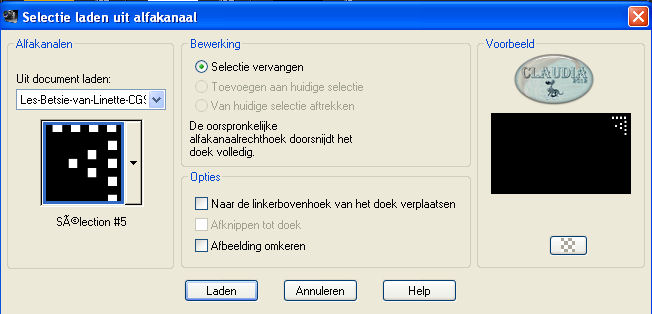 Selecties - Selectie laden/opslaan - Selectie laden uit alfakanaal : Sélection #5