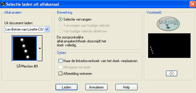 Selecties - Selectie laden/opslaan - Selectie laden uit alfakanaal : Sélection #9