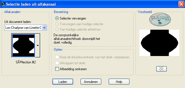 Selecties - Selectie laden/opslaan - Selectie laden uit alfakanaal : Sélection #2