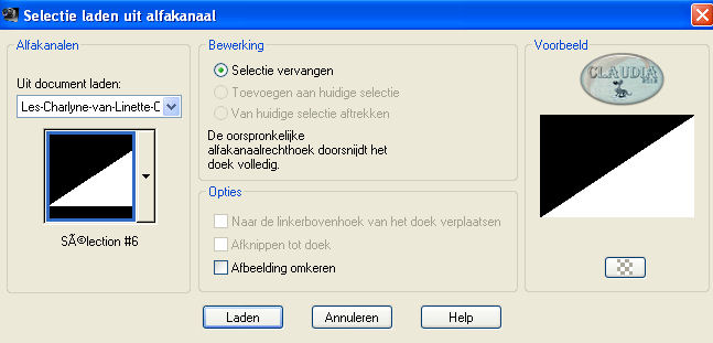 Selecties - Selectie laden/opslaan - Selectie laden uit alfakanaal : Sélection #6