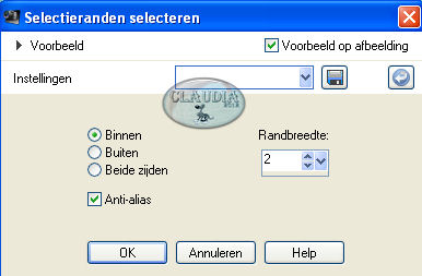 Selecties - Wijzigen - Selectieranden selecteren