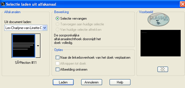 Selecties - Selectie laden/oplaan - Selectie laden uit alfakanaal : Sélection #11