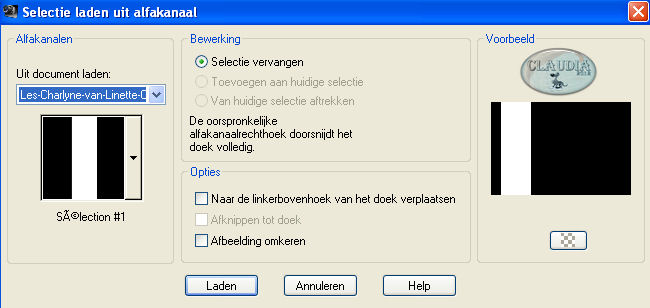 Selecties - Selectie laden/opslaan - Selectie laden uit alfakanaal : Sélection #1