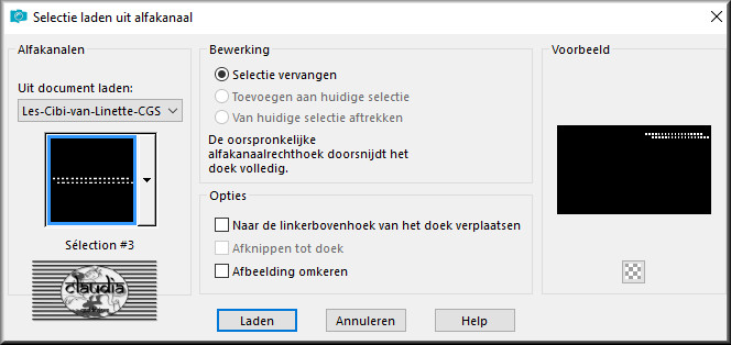 Selecties - Selectie laden/opslaan - Selectie laden uit alfakanaal : Sélection #3