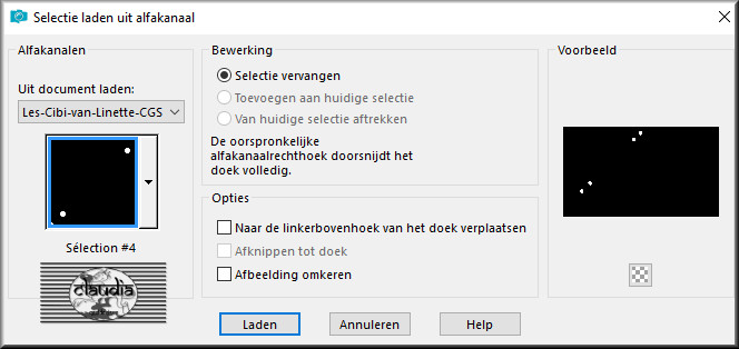 Selecties - Selectie laden/opslaan - Selectie laden uit alfakanaal : Sélection #4