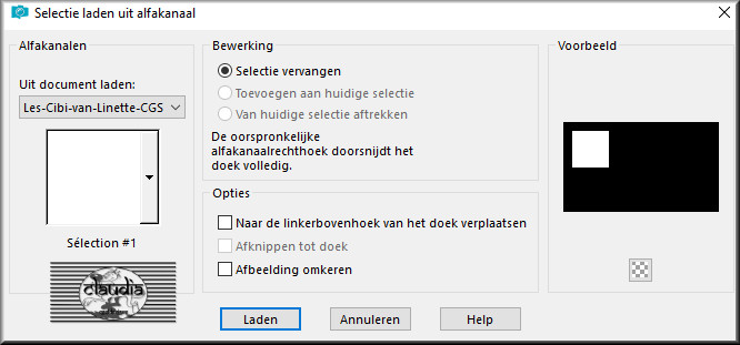 Selecties - Selectie laden/opslaan - Selectie laden uit alfakanaal : Sélection #1