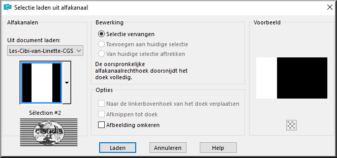 Selecties - Selectie laden/opslaan - Selectie laden uit alfakanaal : Sélection #2