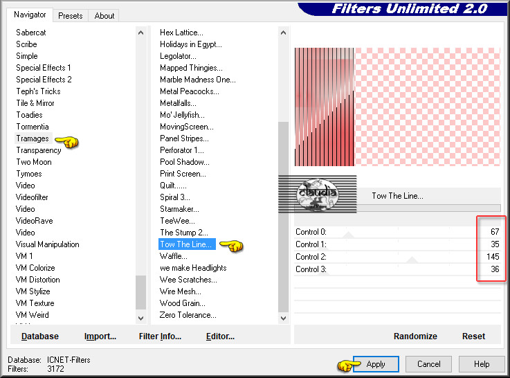 Effecten - Insteekfilters - <I.C.NET Software> - Filters Unlimited 2.0 - Tramages - Tow The Line