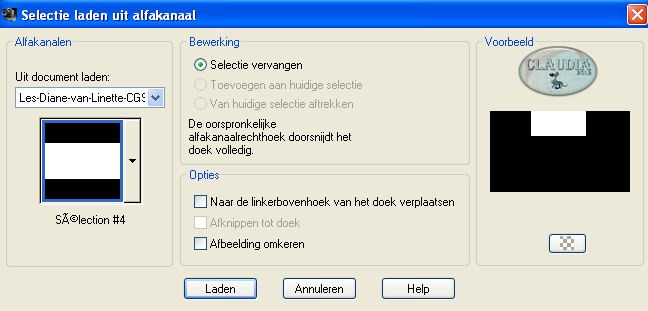 Selecties - Selectie laden/opslaan - Selectie laden uit alfakanaal : Sélection #4