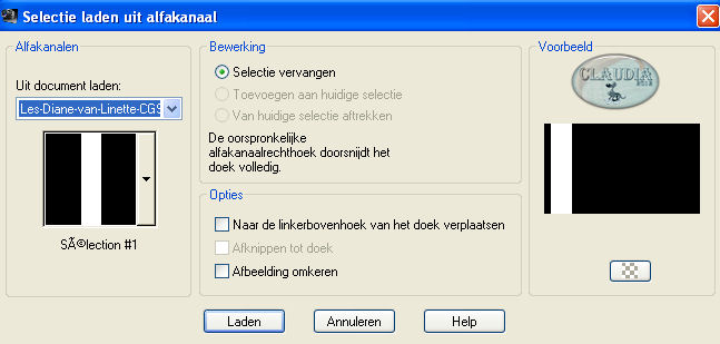 Selecties - Selectie laden/opslaan - Selectie laden vanuit alfakanaal : Sélection #1