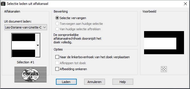 Selecties - Selectie laden/opslaan - Selectie laden uit alfakanaal : Sélection #1