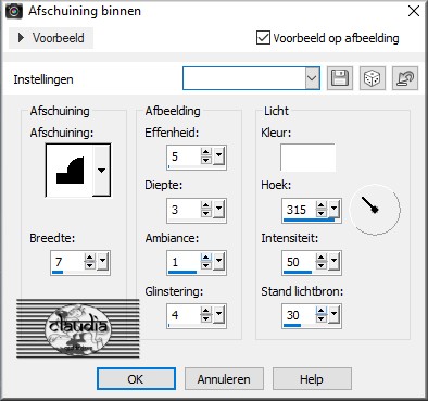 Effecten - 3D Effecten - Afschuining binnen