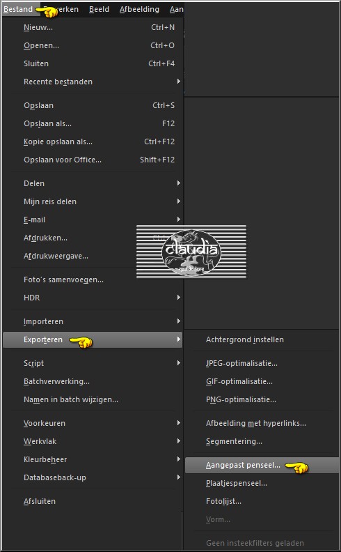 Bestand - Exporteren - Aangepast Penseel