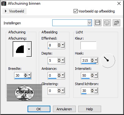 Effecten - 3D Effecten - Afschuining binnen