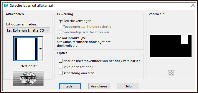 Selecties - Selectie laden/opslaan - Selectie laden uit alfakanaal : Sélection #2