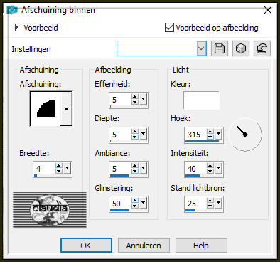 Effecten - 3D-Effecten - Afschuining binnen