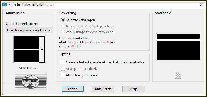 Selecties - Selectie laden/opslaan - Selectie laden uit alfakanaal : Sélection #1