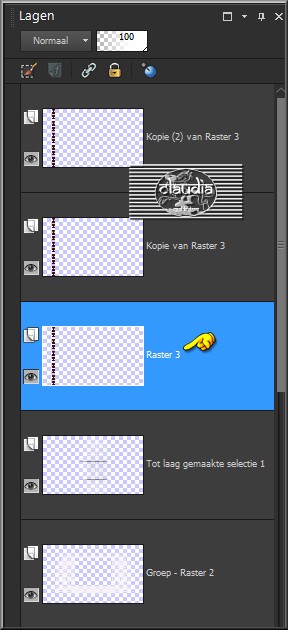 Activeer de originele laag van de 3 lagen (= Raster 3) 