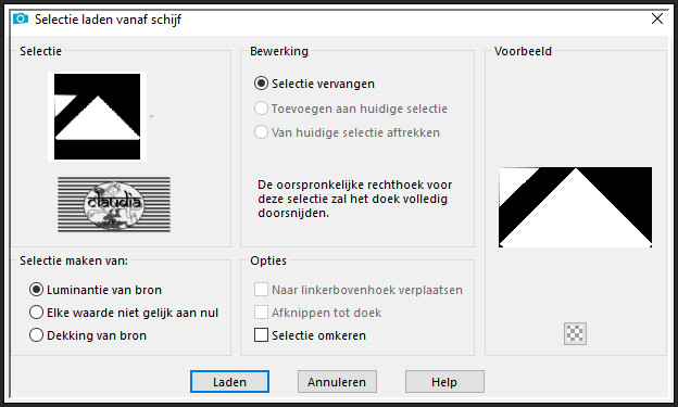 Selecties - Selectie laden/opslaan - Selectie laden vanaf schijf : Select_gladys_1_crealine