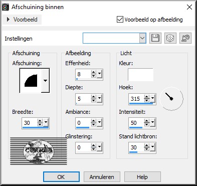 Effecten - 3D Effecten - Afschuining binnen 