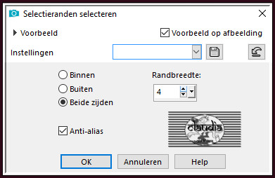 Selecties - Wijzigen - Selectieranden selecteren