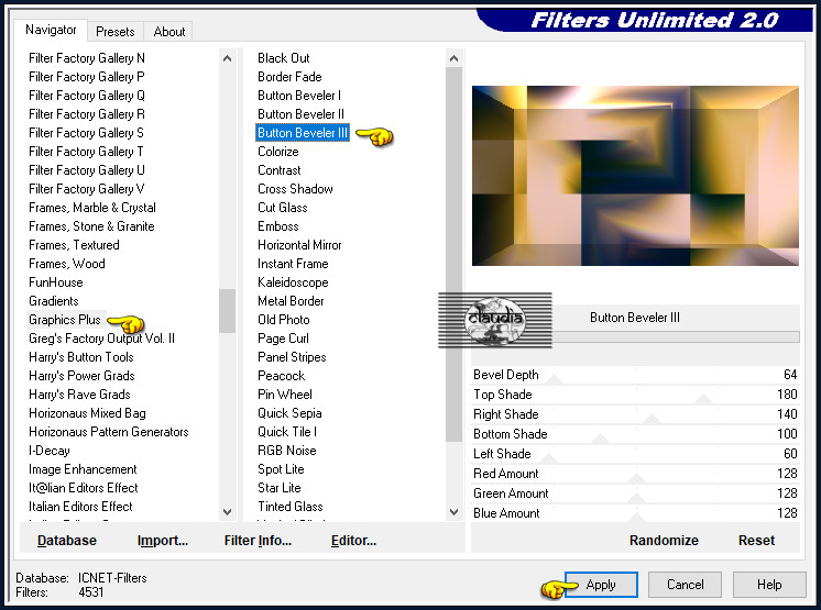 Effecten - Insteekfilters - <I.C.NET Software> - Filters Unlimited 2.0 - Graphics Plus - Button Beveler III