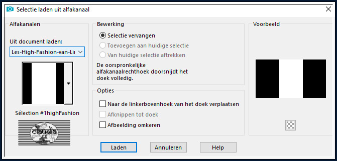 Selecties - Selectie laden/opslaan - Selectie laden uit alfakanaal : Sélection #1highFashion