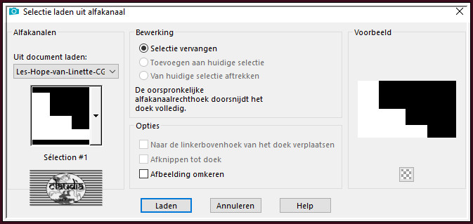 Selecties - Selectie laden/opslaan - Selectie laden uit alfakanaal : Sélection #1