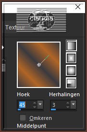 Ga naar het Kleurenpallet en klik in het Verloop en verander de instellingen zoals op het voorbeeld 