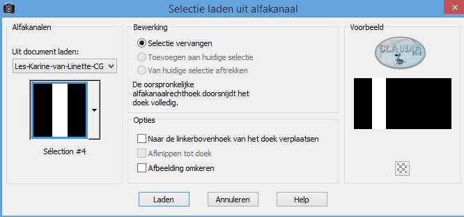 Selecties - Selectie laden/opslaan - Selectie laden uit alfakanaal : Sélection #4 