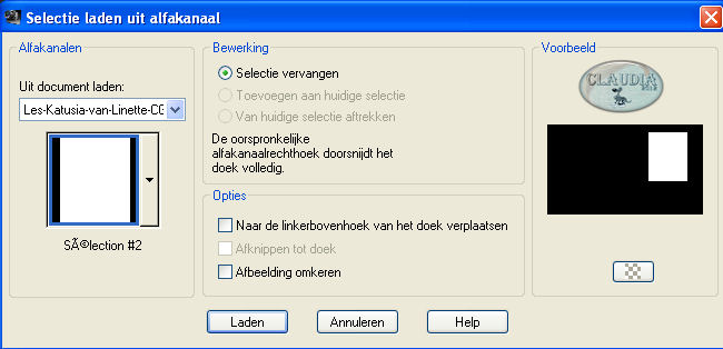 Selecties - Selectie laden/opslaan - Selectie laden uit alfakanaal : Sélection #2