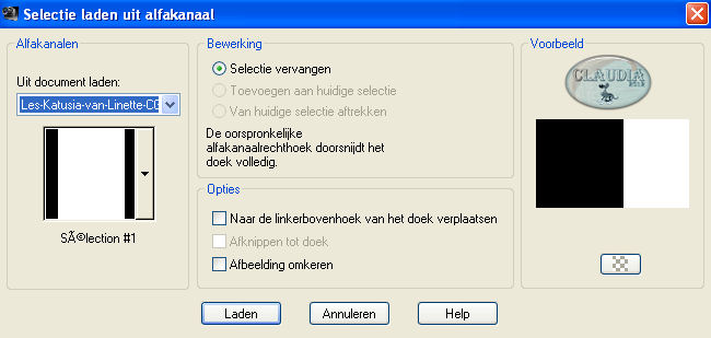Selecties - Selectie laden/opslaan - Selectie laden uit alfakanaal : Sélection #1
