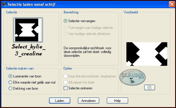 Selecties - Selectie laden/opslaan - Selectie laden vanaf schijf : Select_kylie_3_crealine