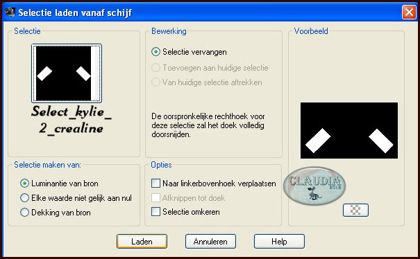 Selecties - Selectie laden/opslaan - Selectie laden vanaf schijf : Select_kylie_2_crealine