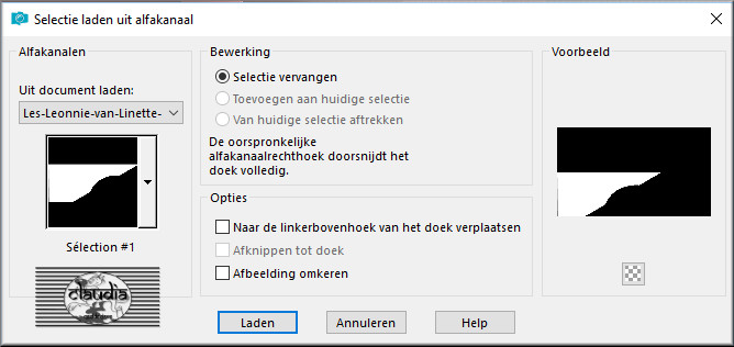 Selecties - Selectie laden/opslaan - Selectie laden uit alfakanaal : Sélection #1