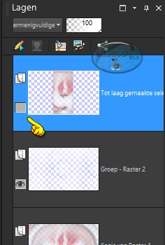 Zet de zichtbaarheid van de 2de laag bovenaan (= Tot selectie gemaakte laag) uit