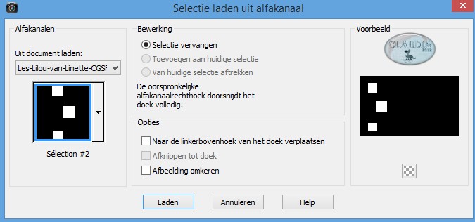 Selecties - Selectie laden/opslaan - Selectie laden uit alfakanaal : Sélection #2