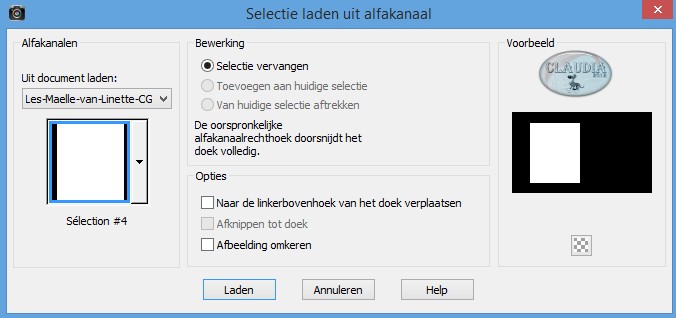 Selecties - Selectie laden/opslaan - Selectie laden uit alfakanaal : Sélection #4 