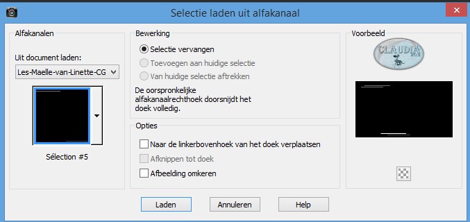 Selecties - Selectie laden/opslaan - Selectie laden vanuit alfakanaal : Sélection #5