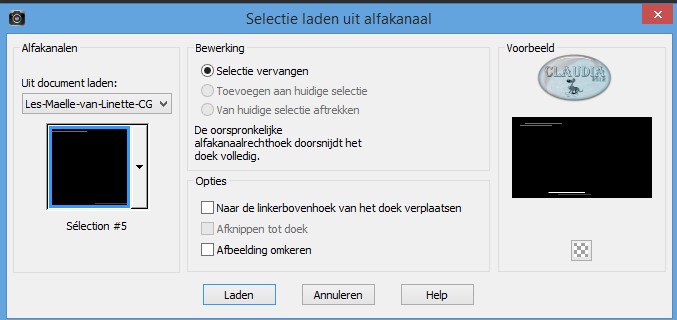 Selecties - Selectie laden/opslaan - Selectie laden vanuit alfakanaal : Sélection #5 