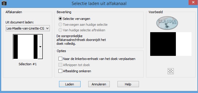 Selecties - Selectie laden/opslaan - Selectie laden uit alfakanaal : Sélection #1