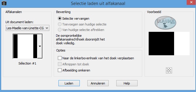 Selecties - Selectie laden/opslaan - Selectie laden uit alfakanaal : Sélection #1 